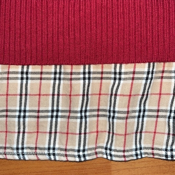 Christopher and Banks women’s woven maroon top with plaid faux under shirt - Picture 2 of 7